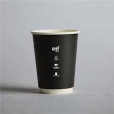 12OZ Double Wall Aqueous Truly Eco Cups- Black – PY packaging
