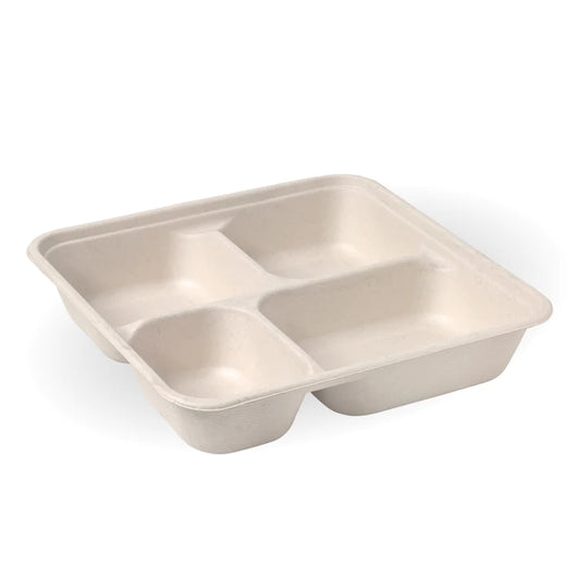 4 Compartment Sugarcane Meal Tray