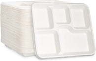 5 Compartment Sugarcane Trays- Shallow