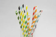 Paper Straws Multicolour Stripped 11mm