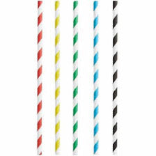 Paper Straws Multicolour Stripped 6mm