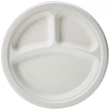 Sugarcane 9” Round Plates 3 compartment